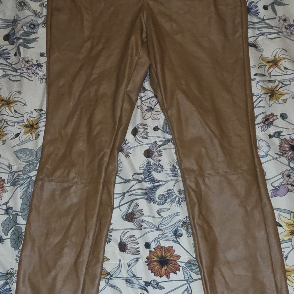 a new day Tan Faux Leather Pants